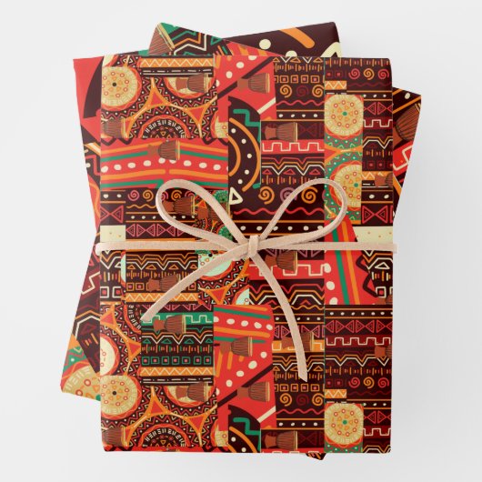 Afrocentric Kente Tribal Muster Wrapping Paper S Geschenkpapier Set (Beispiel)