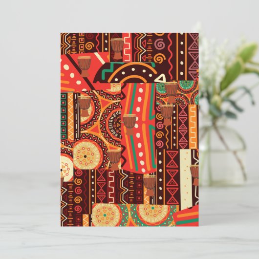 Afrocentric Kente Tribal Pattern Einladung (Stehend Vorderseite)