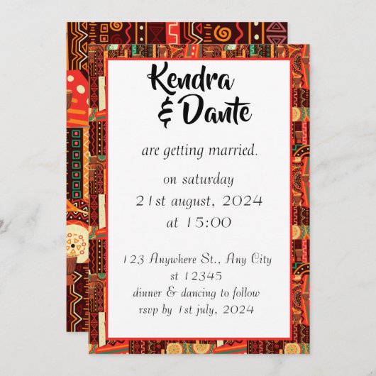 Afrocentric Kente Tribal Pattern Einladung (Vorne/Hinten)
