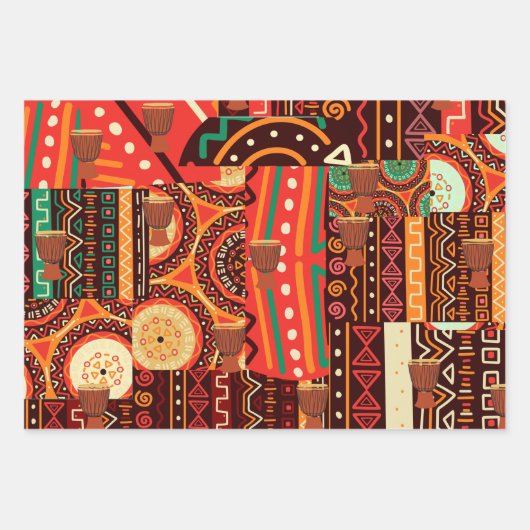 Afrocentric Kente Tribal Pattern Geschenkpapier Set (Vorderseite 2)