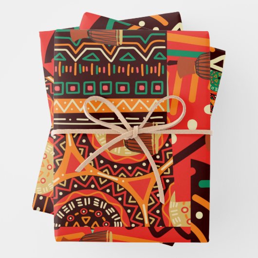 Afrocentric Kente Tribal Pattern Geschenkpapier Set (Beispiel)