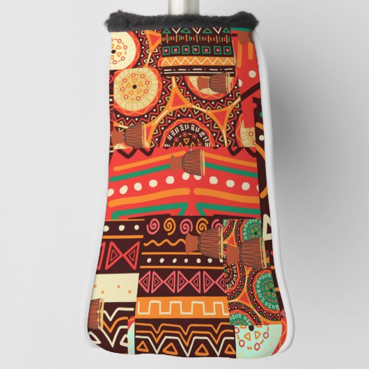 Afrocentric Kente Tribal Pattern Golf Headcover (Rotieren 90)