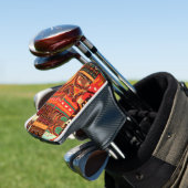 Afrocentric Kente Tribal Pattern Golf Headcover (In Situ)