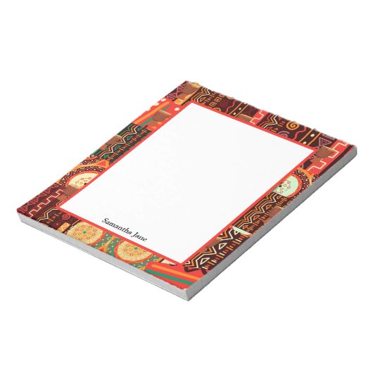 Afrocentric Kente Tribal Pattern Notizblock (Rotiert)