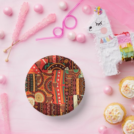 Afrocentric Kente Tribal Pattern Pappteller (Party)