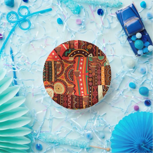 Afrocentric Kente Tribal Pattern Pappteller (Party)