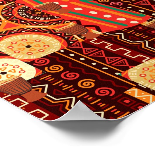 Afrocentric Kente Tribal Pattern Poster (Ecke)