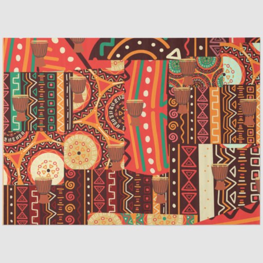 Afrocentric Kente Tribal Pattern Seidenpapier (Vorderseite)