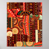 Afrocentric Kente Tribal Pattern Throw Kissen Poster (Vorne)