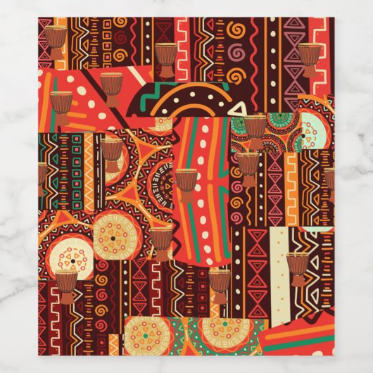 Afrocentric Kente Tribal Pattern Weinetikett (Einzelnes Label)