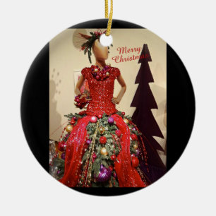 Afrocentric Kleiderform-Mannequin-Weihnachtsbaum Keramik Ornament