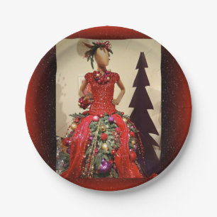 Afrocentric Kleiderform-Mannequin-Weihnachtsbaum Pappteller