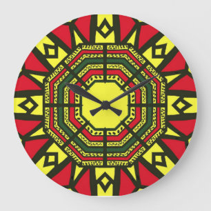 Afrocentric Mandala Große Wanduhr