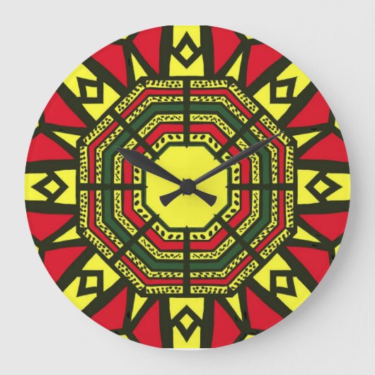 Afrocentric Mandala Große Wanduhr (Vorderseite)