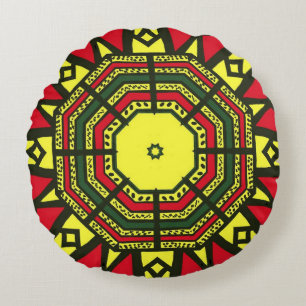 Afrocentric Mandala Rundes Kissen