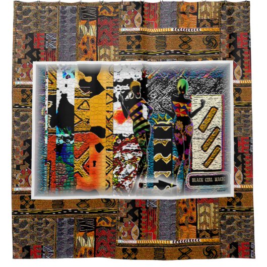 Afrocentric Motif Pattern Print Duschvorhang (Vorderseite)