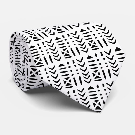 Afrocentric Mud Cloud Black and White MC3 Neck Tie Krawatte (Gerollt)