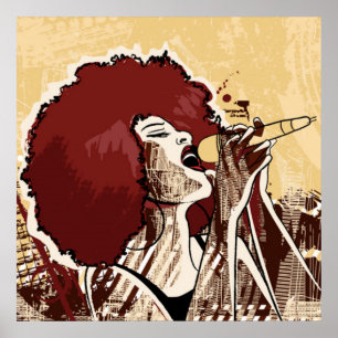 Afrocentric Sänger-Plakat Poster