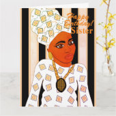 Afrocentric Sister Birthday Card Karte (Gelbe Blume)