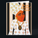 Afrocentric Sister Birthday Card Karte<br><div class="desc">Diese schöne Karte zeigt eine afrikanisch-amerikanische Dame in einem weiß-orangefarbenen Kleid mit einem Kopfschal auf einem Streifen Hintergrund. Gib deiner Schwester diese schöne Karte rechtzeitig zum Geburtstag. Passen Sie diese Karte an,  um sie für eine Tante,  Cousin,  Mutter usw. zu erstellen.</div>