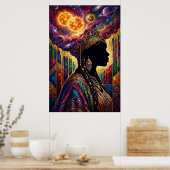 Afrofuturismus Königin Cosmic Nebula Wandkunst Pos Poster (Küche)