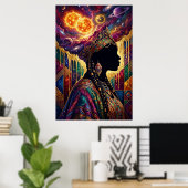 Afrofuturismus Königin Cosmic Nebula Wandkunst Pos Poster (Heimbüro)