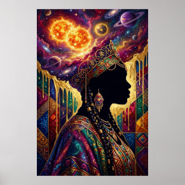 Afrofuturismus Königin Cosmic Nebula Wandkunst Pos Poster