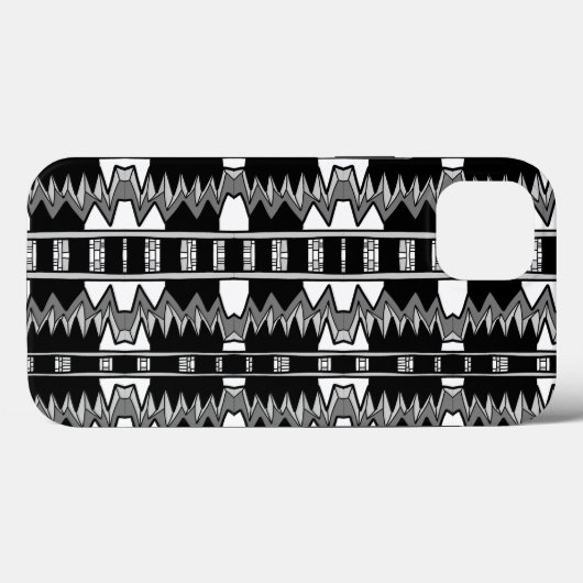 Afrofuturist Pattern Gray Case-Mate iPhone Hülle (Rückseite (Horizontal))