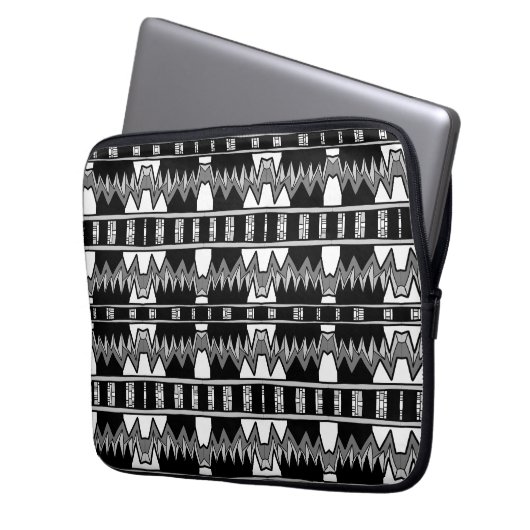 Afrofuturist Pattern Gray Laptopschutzhülle (Vorderseite Links)