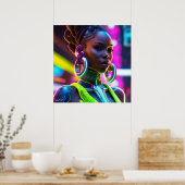 Afrofuturistische Afrikanerin Modernes Art Poster (Küche)