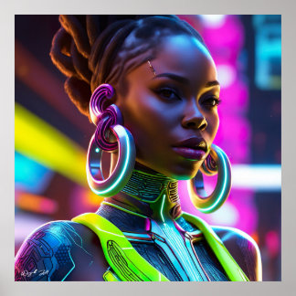 Afrofuturistische Afrikanerin Modernes Art Poster