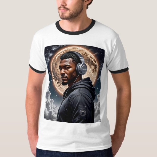 Afrofuturistische Moon Music Vibes T-Shirt (Vorderseite)