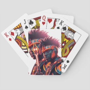 Afrofuturistische Neon Warrior Poker Card Spielkarten