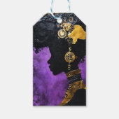 Afrofuturistische Steampunkweibchen in Lila Geschenkanhänger (Vorderseite)