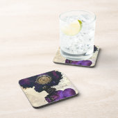 Afrofuturistische Steampunkweibchen in Lila Getränkeuntersetzer (Rechte Seite)