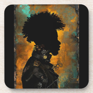 Afrofuturistischer Steampunk Man in Black Getränkeuntersetzer