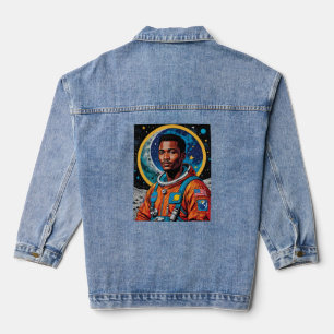 Afrofuturistisches Astronautenkunst T-Shirt Jeansjacke