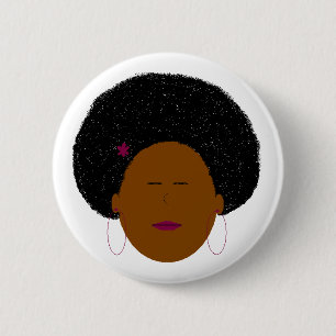 Afromädchenknopf Button