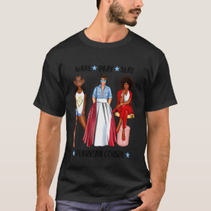 Afroperuanische Cousine Damen Flagge Perus Familie T-Shirt