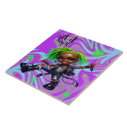 Afropunk Get It Girl Keramik Tile Fliese (Seite)