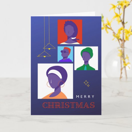 Afrozentric Art Deco Weihnachtskarte 005 Karte (Gelbe Blume)