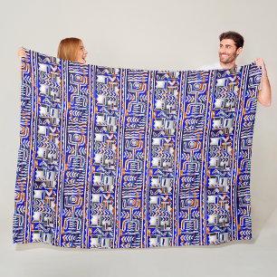 Afrozentric Kuba Cloth Geometric Tance Motif Fleecedecke