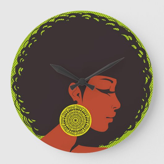 Afrozentrierte Wall-Uhr Große Wanduhr (Vorderseite)