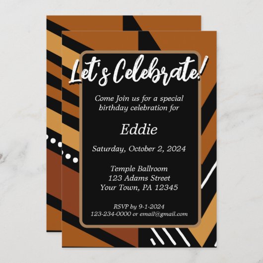 Afrozentrische afrikanische individuelle Einladung (Vorne/Hinten)