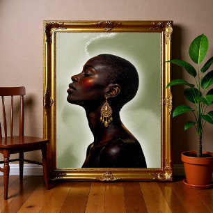 Afrozentrische Frauenporträt, minimalistisches Afr Poster