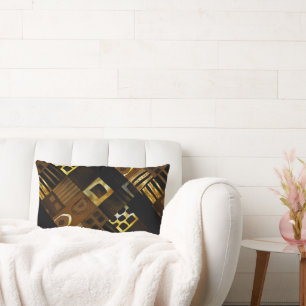 Afrozentrische geometrische Gold-Braun-Schwarze Lendenkissen