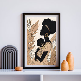 Afrozentrische Kunst der Linie mit erdigen Tönen Poster