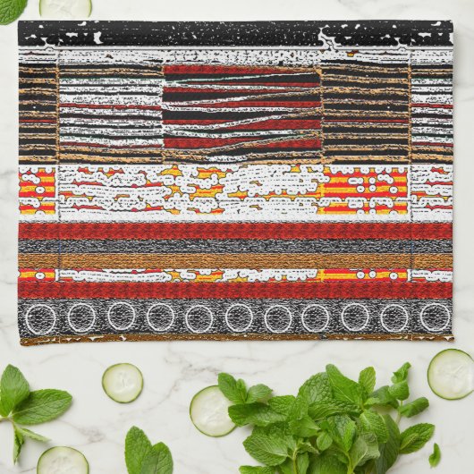 Afrozentrische Rustikale Patina Geschirrtuch (Gefaltet)