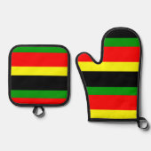 Afrozentrische Streifen Ofenhandschuh & Topflappen-Set (Vorderseite)