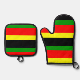 Afrozentrische Streifen Ofenhandschuh & Topflappen-Set